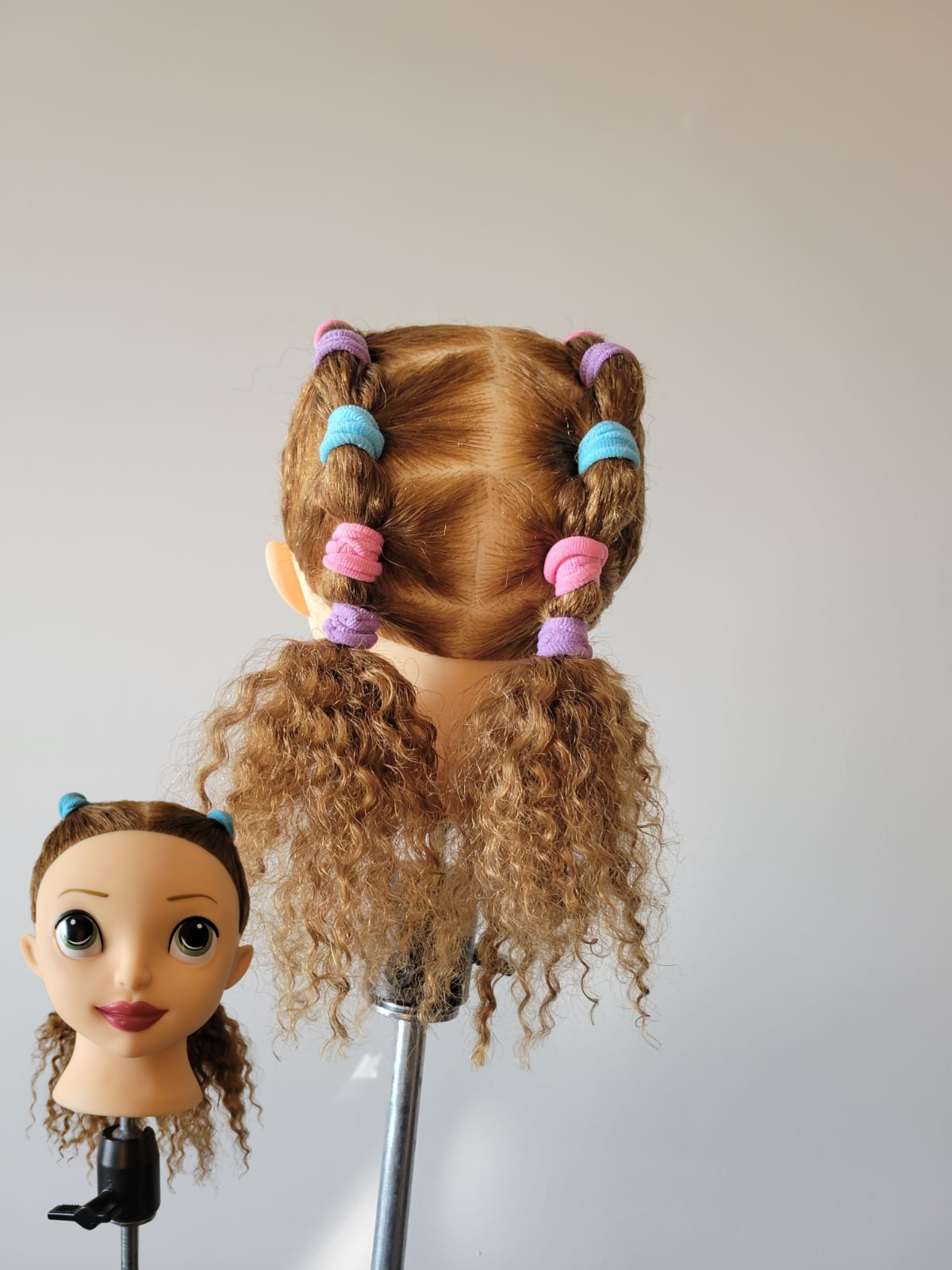Liz Styling Doll Head for Kids - with Textured Natural Hair (on mannequin stand)